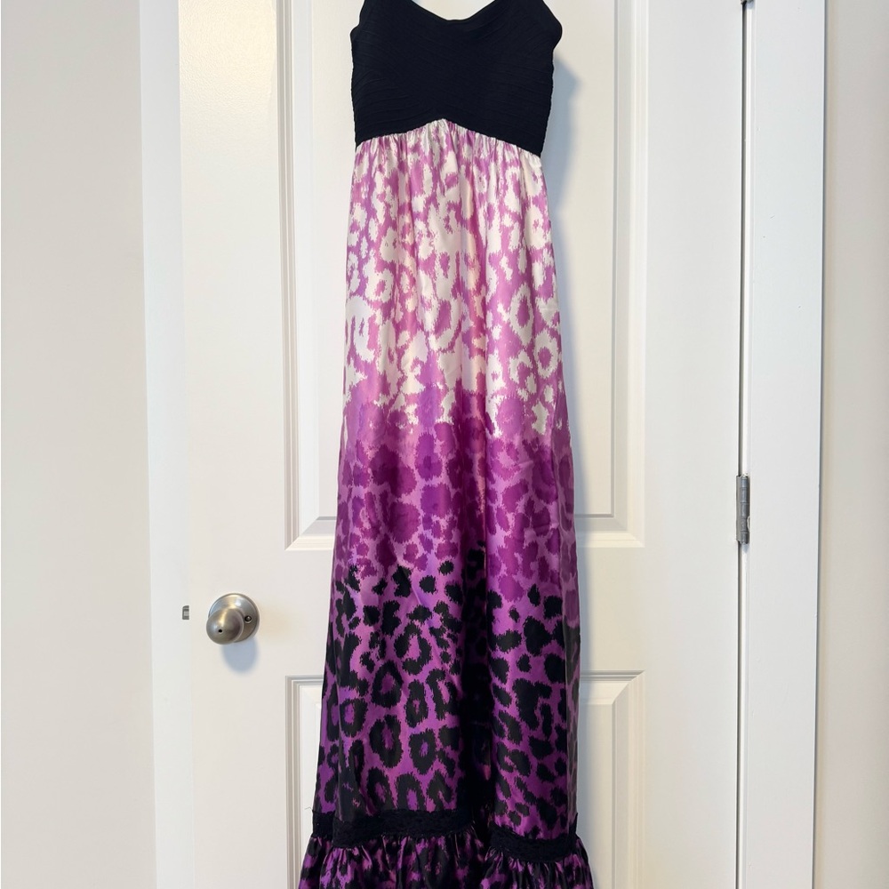 Bebe Black and Purple Leopard dress